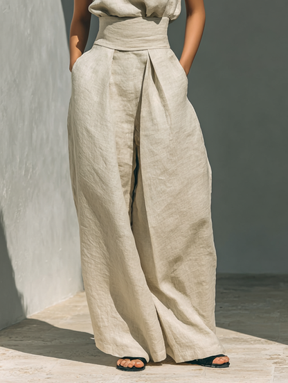 Amara — Ensemble minimaliste blouse et pantalon fluide