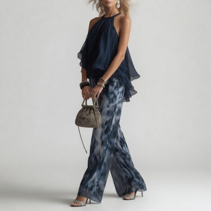 Flavie™ — Ensemble deux pièces fluide bleu marine élégance naturelle