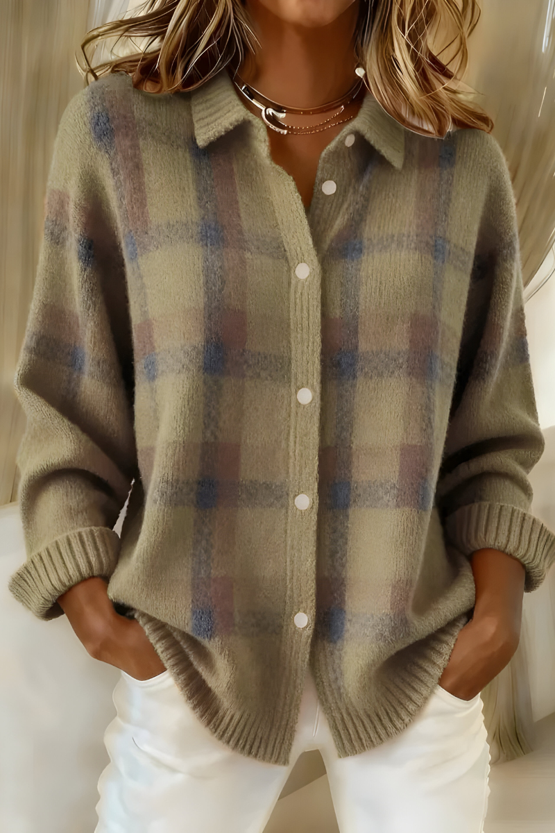 Anna | Gilet en maille à carreaux