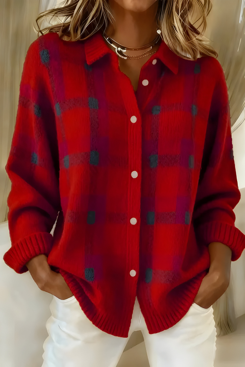Anna | Gilet en maille à carreaux