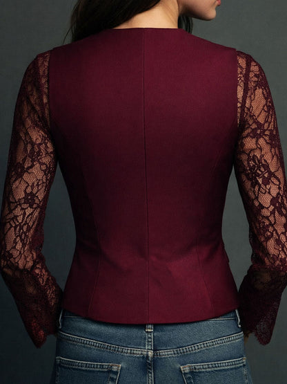 Noémie | Haut Blazer à Manches Semi-Transparentes