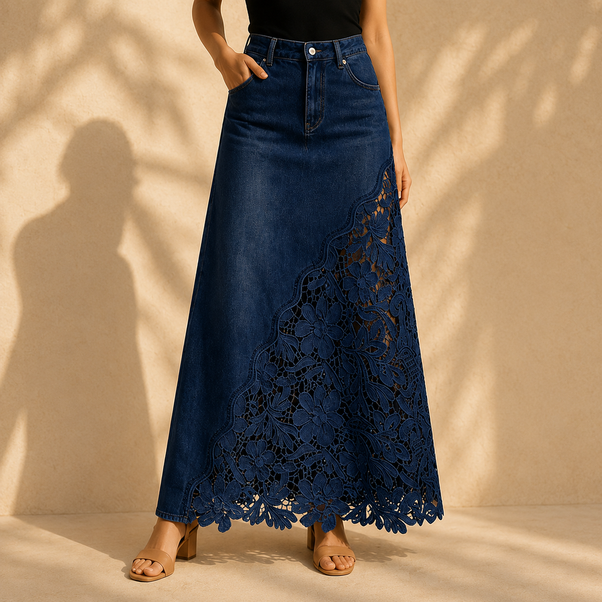 Jupe longue taille haute