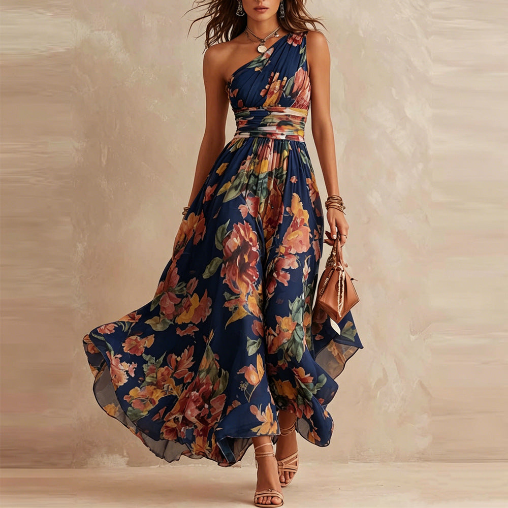 Angeline - Robe longue élégante à motifs floraux