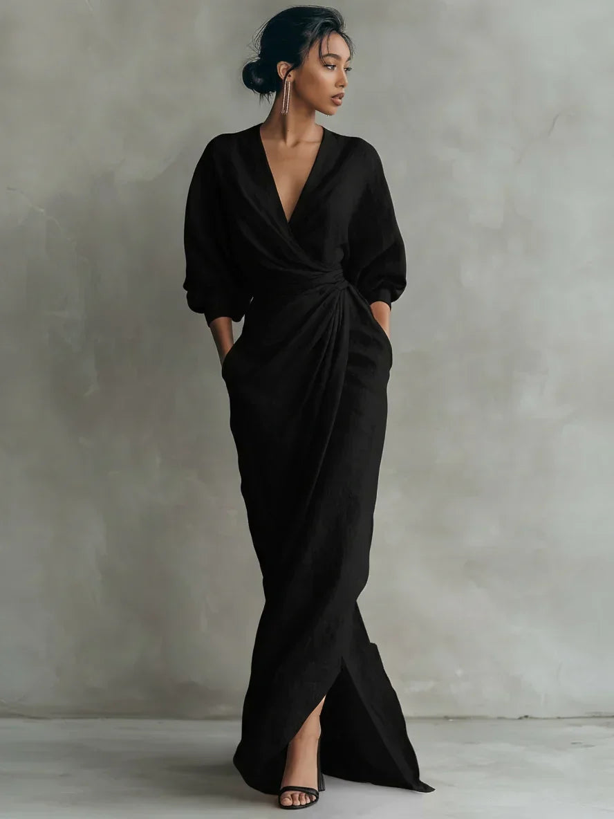 Camille | Robe longue à encolure en V