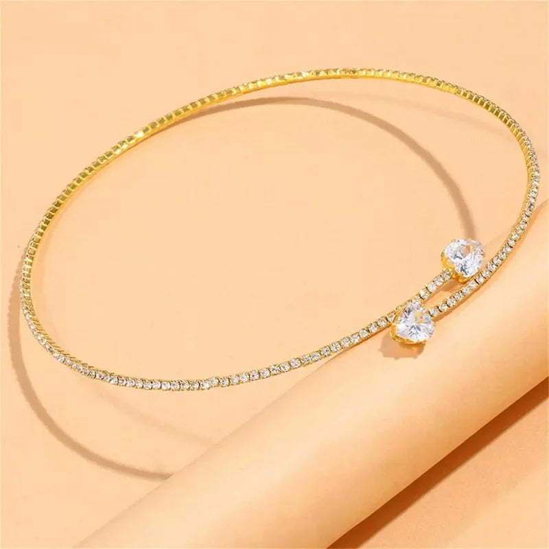 Collier Ras-du-Cou Cœur en Cristal