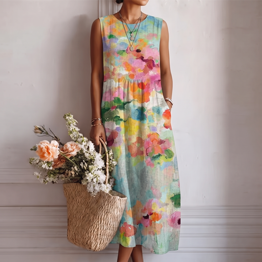 Tiphaine | Robe Midi Multicolore Élégante