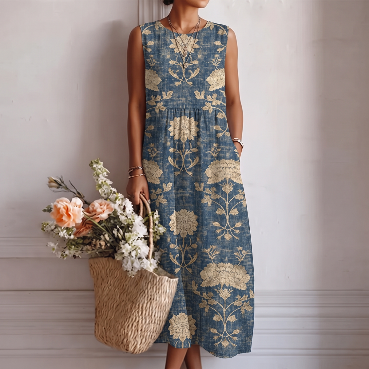 Axelle | Robe midi florale classique