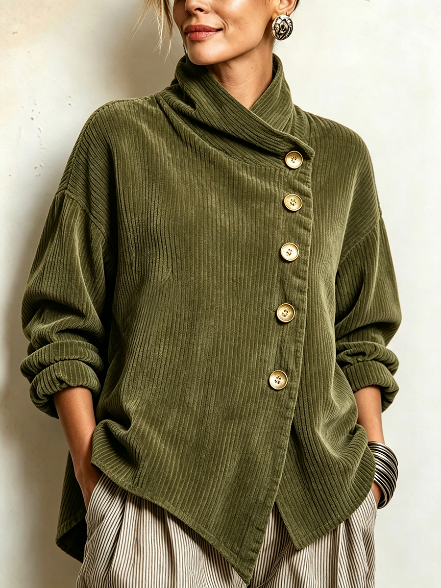 Sandra | Pull Vintage à Boutonnage Asymétrique