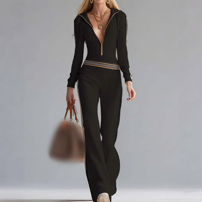 Camille™ — Combinaison tricotée chic sportive rétro