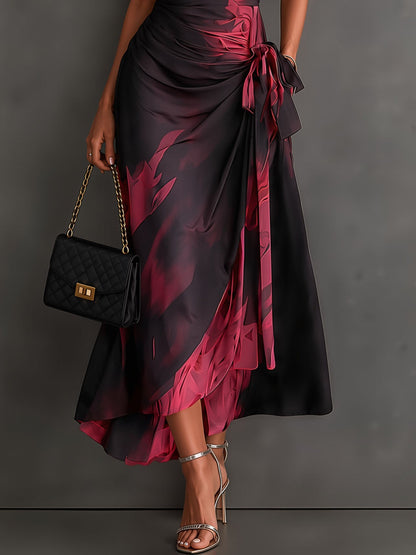 Aurelie | Robe longue croisée, col, décolleté en V et ceinture à nouer
